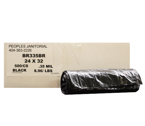 15 Gallon ECO Low Density Black Trash Can Liners - 24 X 32 .9 Mil - Case  of 500